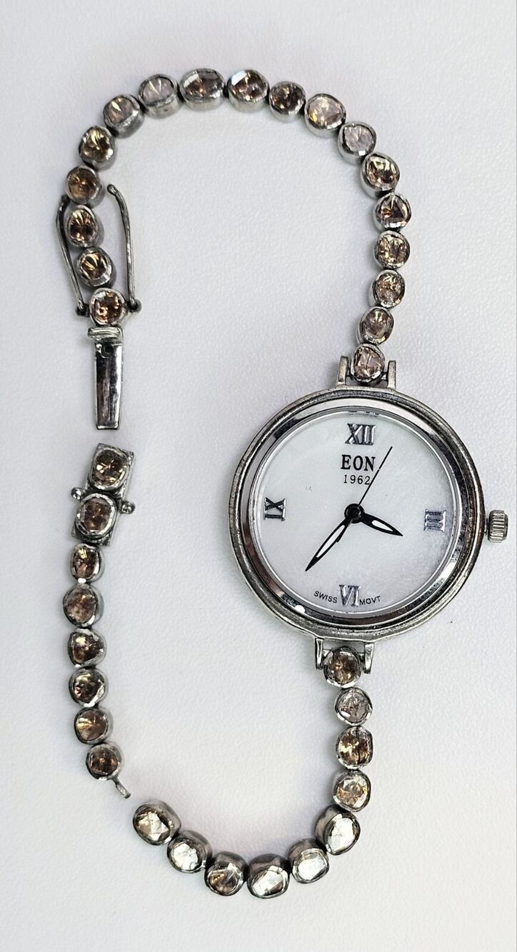 Eon 1962 Watch With Polki Brown Diamond Tennis Band - Signed D'Joy *Read Desc*